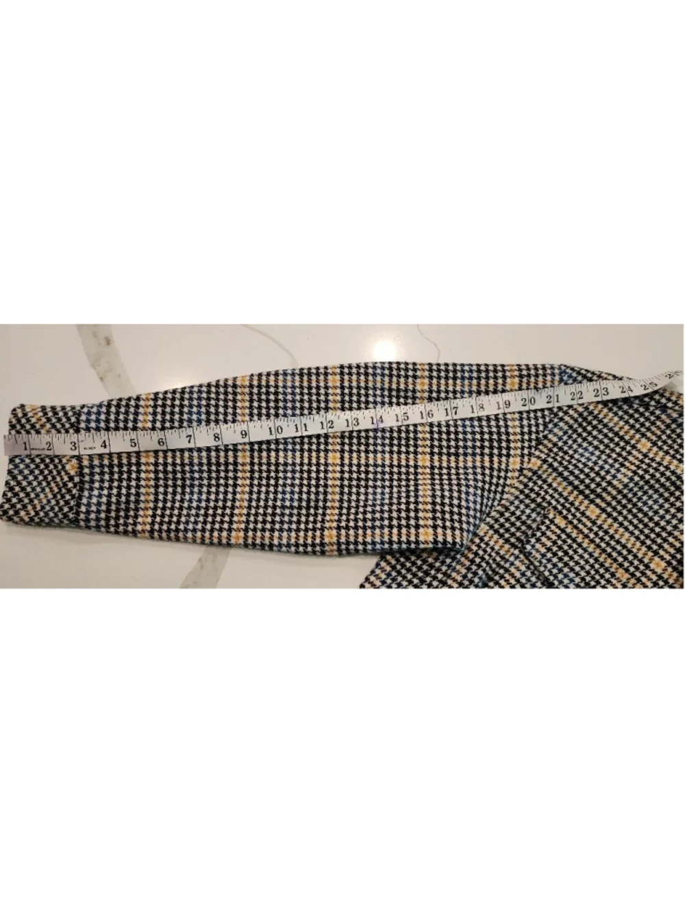 Melloday Women's M Houndstooth Shacket Jacket Blue Black Yellow Plaid Button Up
